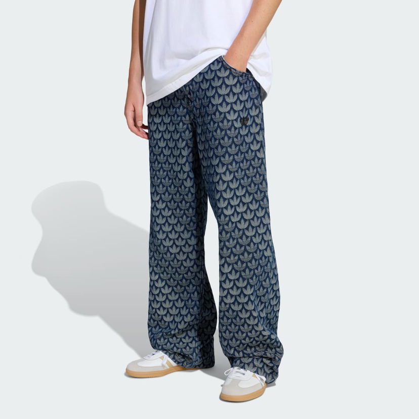 Džínsy adidas Performance Denim Loose Monogram Pants Modrá | KD0399