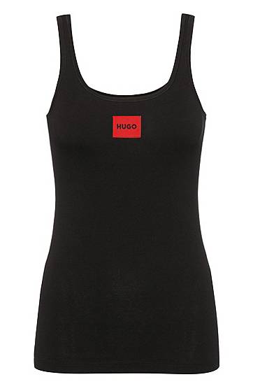 Tielko BOSS HUGO Stretch-Cotton Jersey Vest with Logo Patch Čierna | 50469665