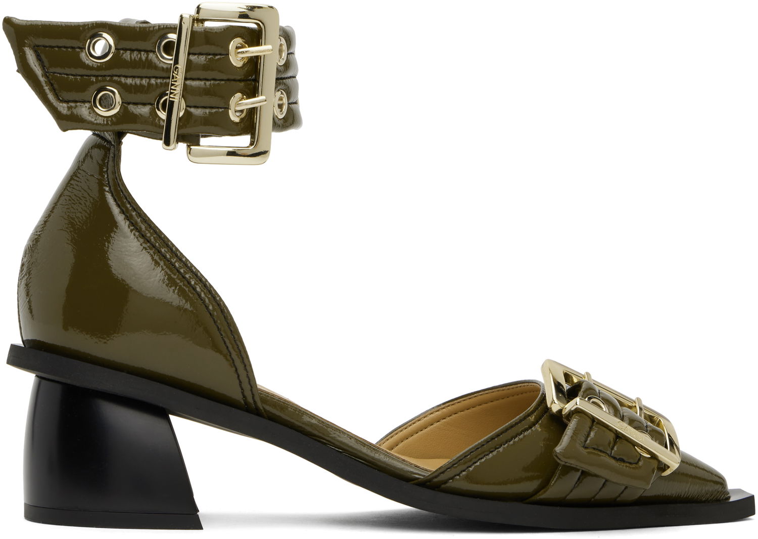 Tenisky a topánky GANNI GANNI Buckle Open Cut Heels Zelené | S2868, 0