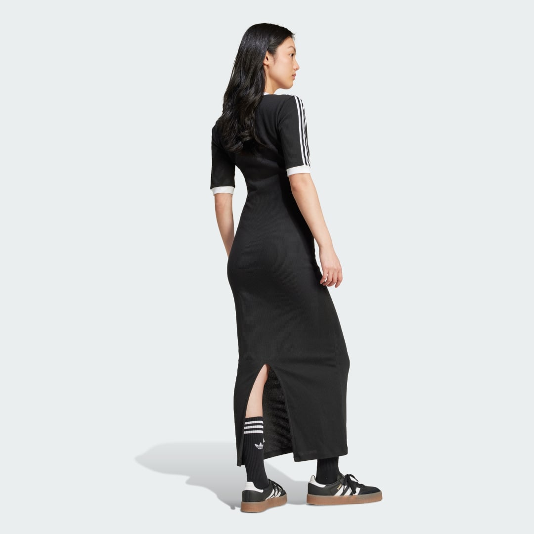 Šaty adidas Performance 3-Stripes Knit V-Neck Dress Čierna | IX6962, 1