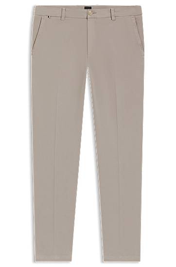Nohavice BOSS Modern-Fit Stretch Cotton Twill Trousers Béžová | 50543304
