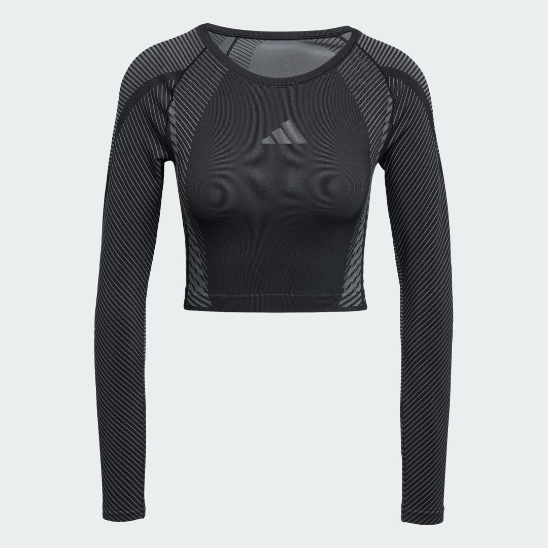Crop Top adidas Performance Seamless Knit Long Sleeve Crop Top Čierna | JH1364, 1