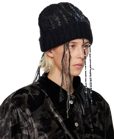 Kulicha Collina Strada Textured Knit Beanie with Fringe and Speckled Details Čierna | XXV1016, 1