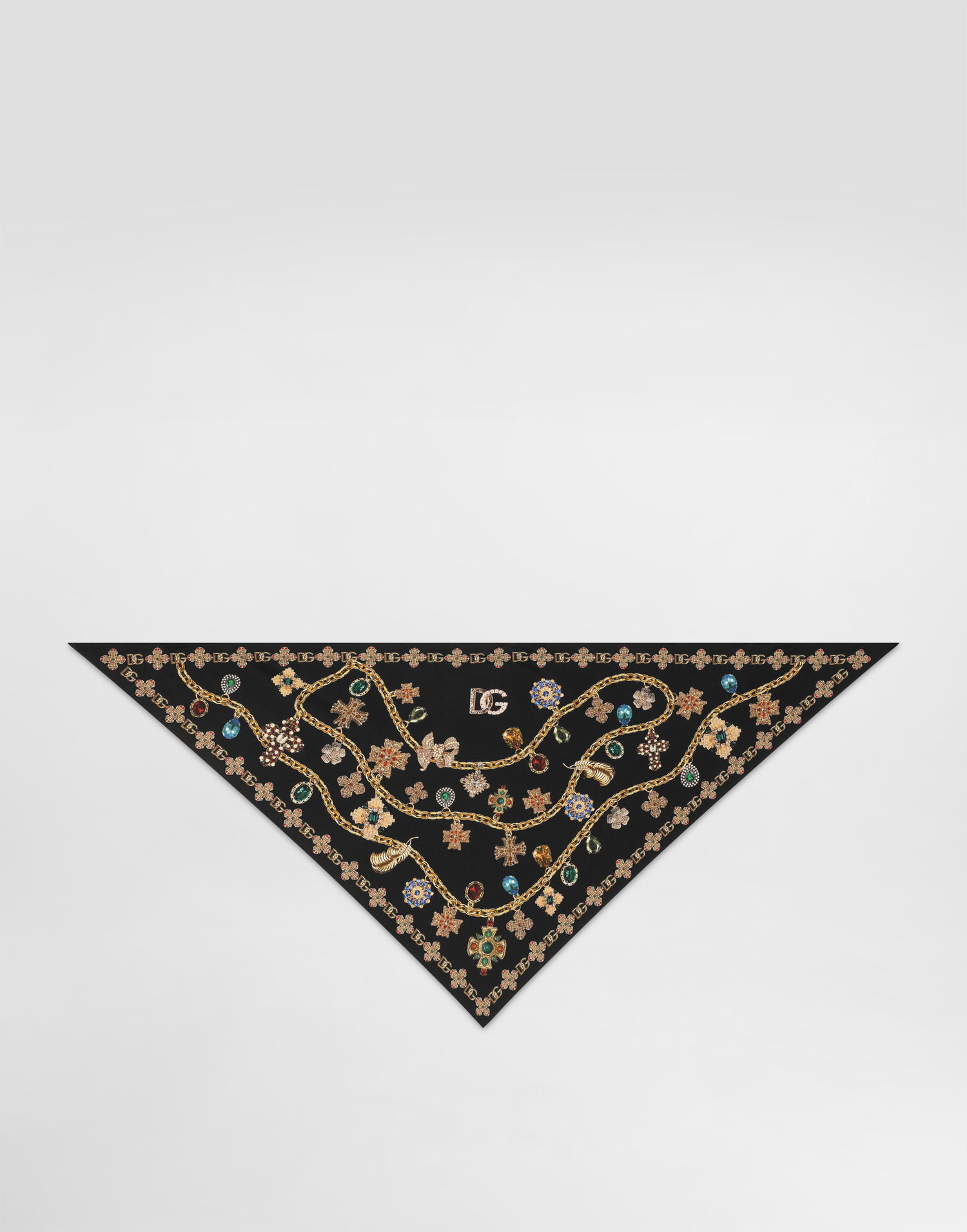 Šál Dolce & Gabbana Dolce & Gabbana Silk Twill Jewelry Print Stole Čierna | FS326AGDDAYHN5SB, 0