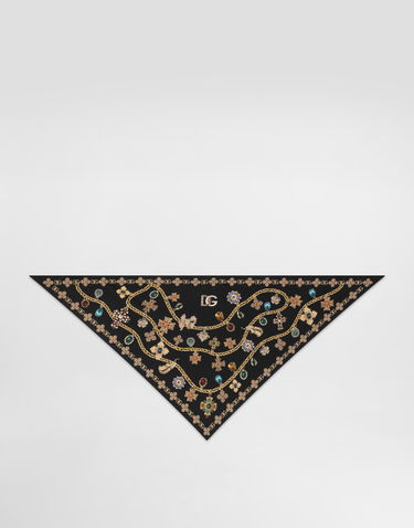 Šál Dolce & Gabbana Dolce & Gabbana Silk Twill Jewelry Print Stole Čierna | FS326AGDDAYHN5SB, 0