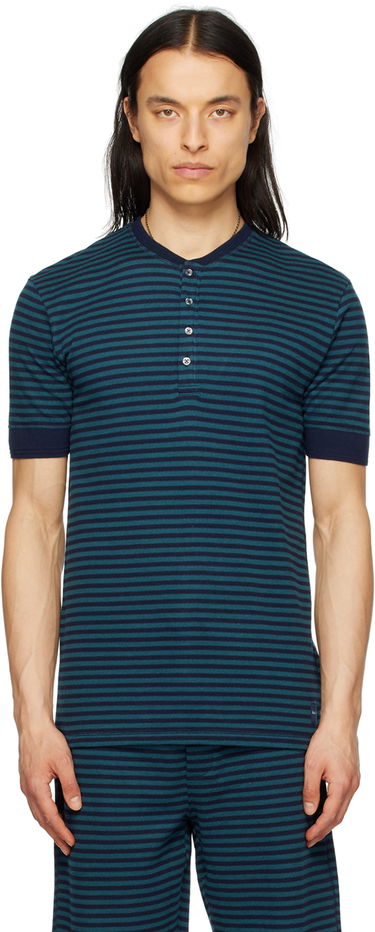 Tričko Paul Smith Paul Smith Striped Henley T-Shirt Modrá | M1A-595-KU184-47, 0