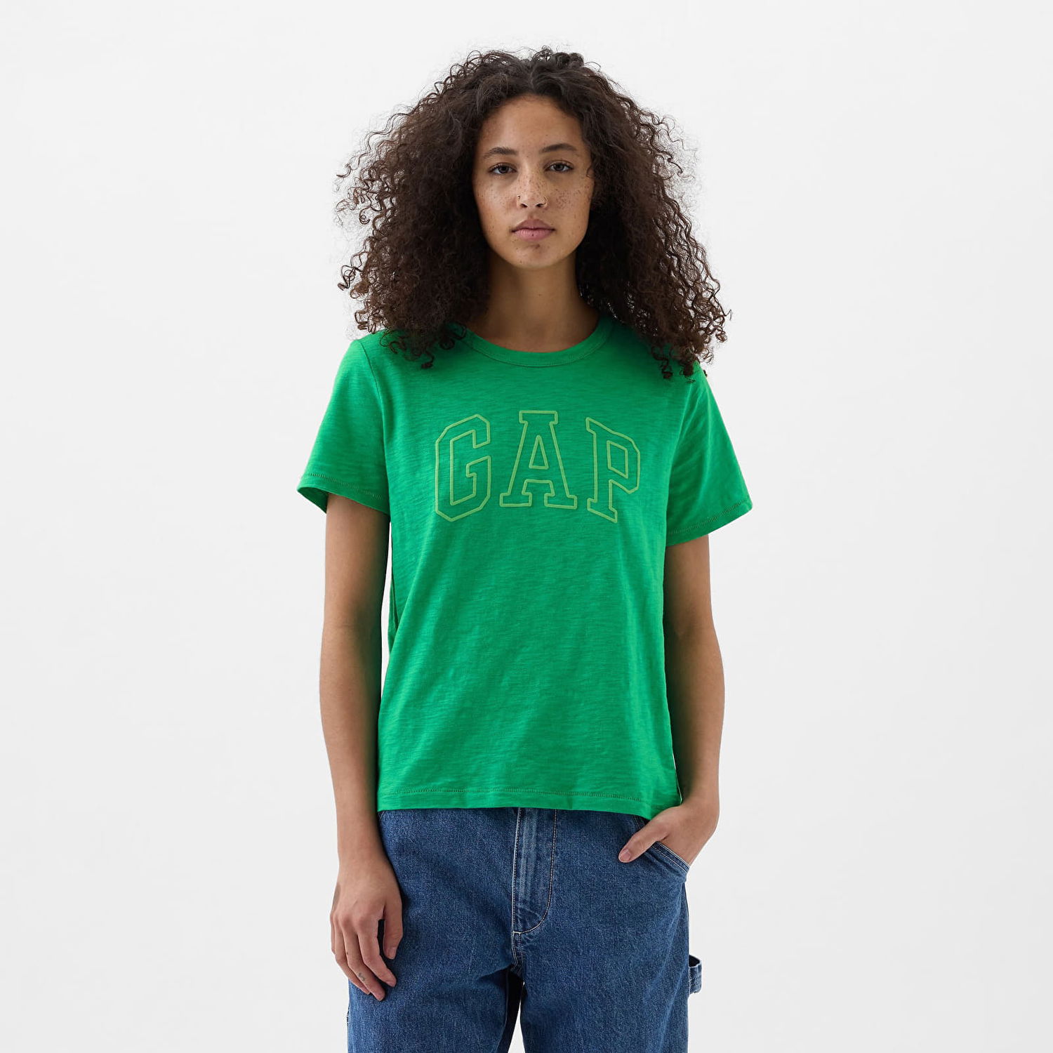 Tričko GAP Logo Slub Tee Simply Green Zelené | 871344-04, 0