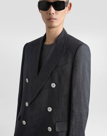 Bunda Dolce & Gabbana Dolce & Gabbana Sicilia Light Double-breasted Linen Canvas Jacket Šedá | G2QS7TFU4MFN9833, 3