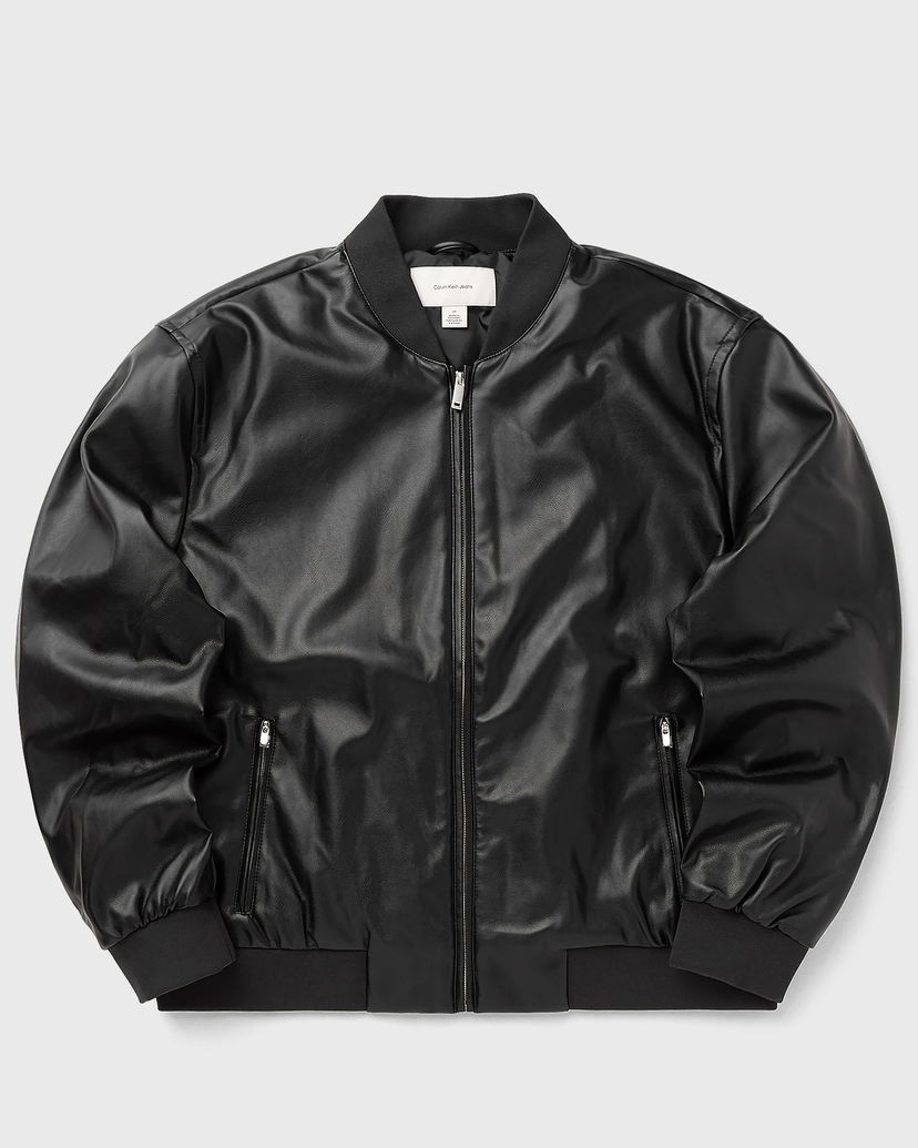 Bomber bunda CALVIN KLEIN D6 Faux Leather Bomber Jacket Čierna | LV04RC407GUB1