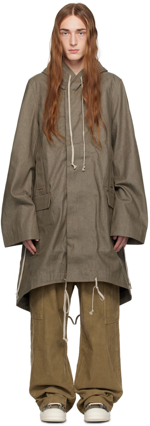 Kabáty Rick Owens DRKSHDW Fishtail Coat Béžová | DL02C3990 DJP, 0