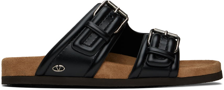 Garavani Black Fussfriend Calfskin Slides