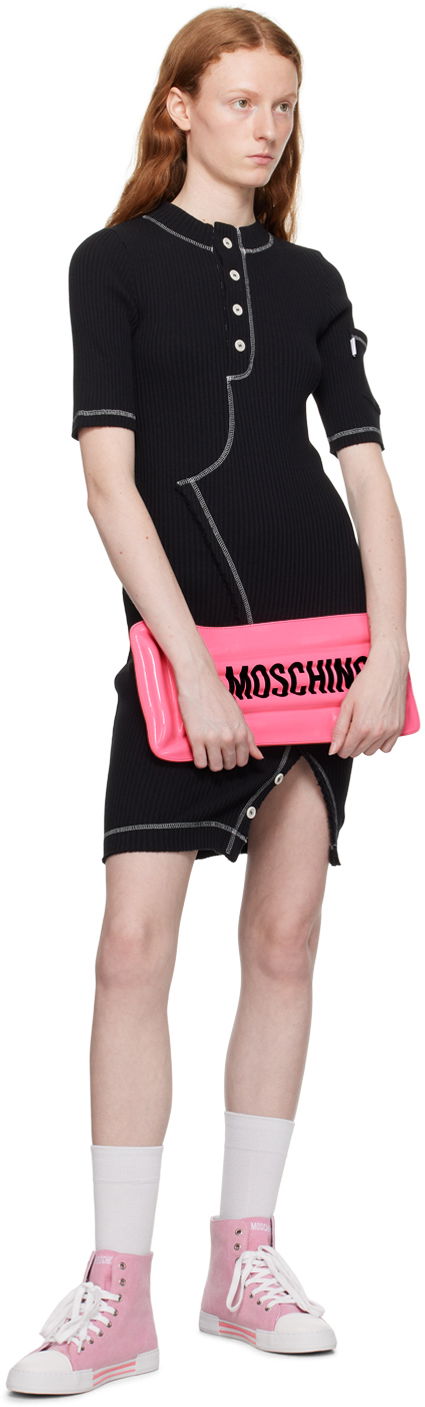 Moschino Jeans Button Ribbed Knit Mini Dress