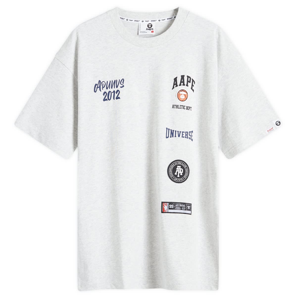 Tričko AAPE by A Bathing Ape AAPE Badge Print Crew Neck T-Shirt Šedá | AAPTEM1462XAMWH2, 1