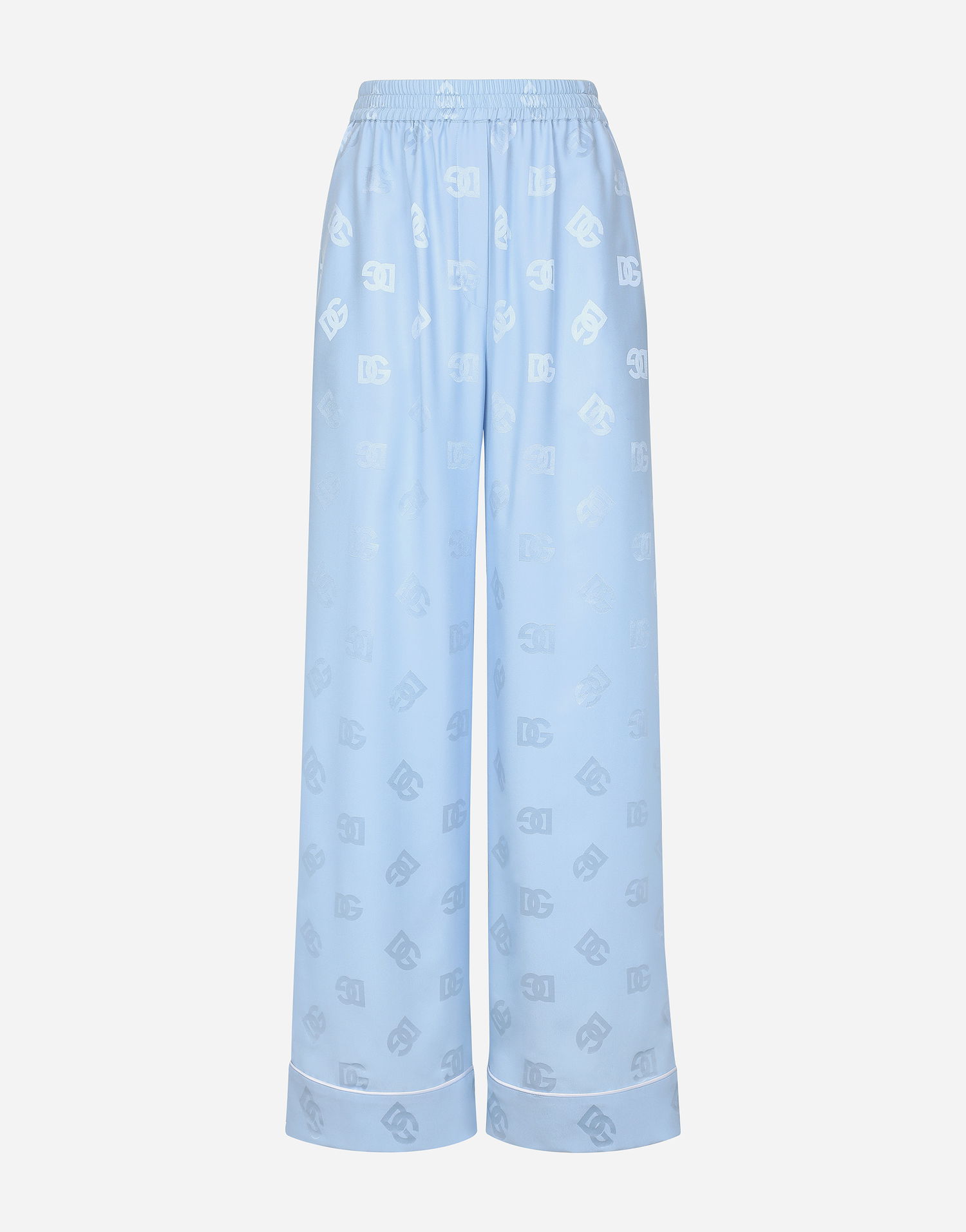 Pyžamo Dolce & Gabbana Silk Satin Jacquard Logo Pajama Pants Modrá | FTAMPTFJ1JOF3981, 0