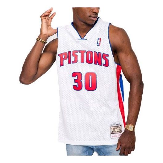 Dres Mitchell & Ness Swingman Jersey Pistons 2003 Rasheed Wallace by Mitchell & Ness Biela | BA81MB-DPI-W-NO0