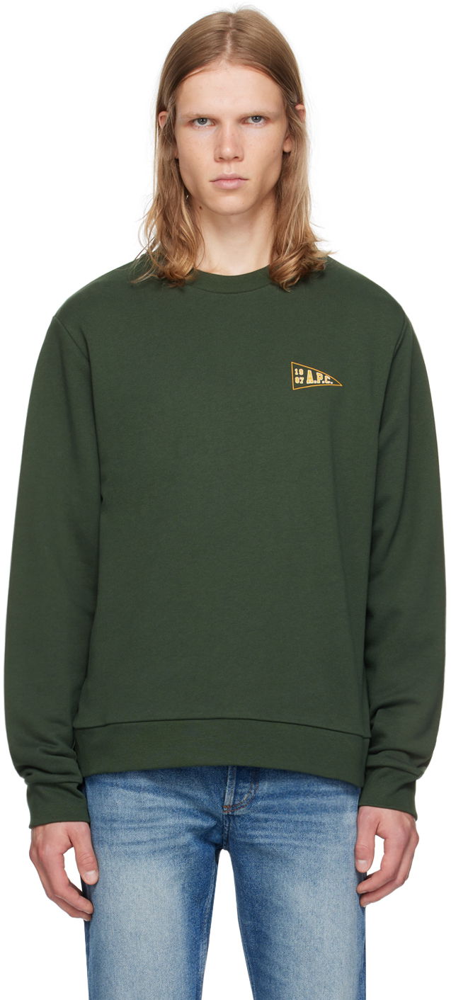 Tričko A.P.C. Green Logo-Printed Sweatshirt Zelené | COHBY-M27946