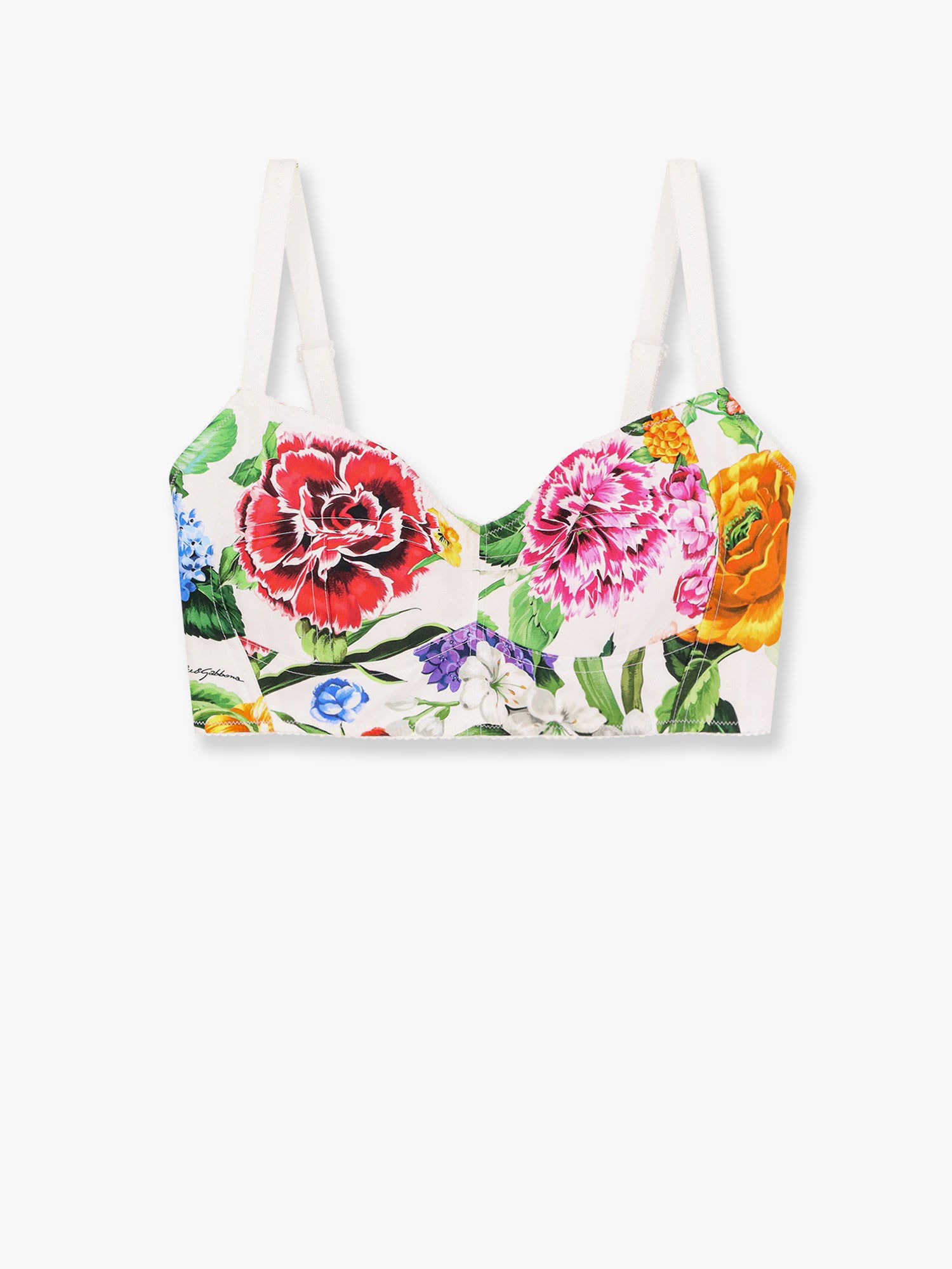 Podprsenka Dolce & Gabbana Dolce & Gabbana Floral Print Crop Top Biela | F7T18THS5S5HA5KU, 0