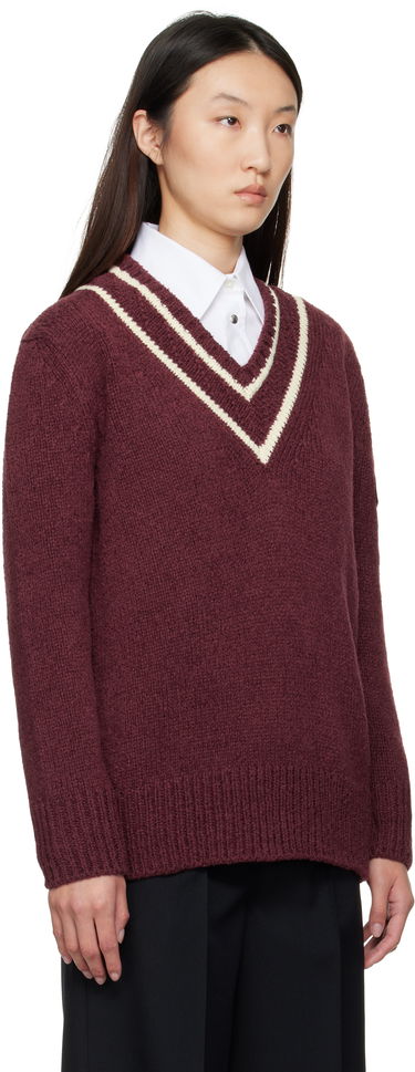 Sveter Moncler Moncler Padded V-Neck Sweater Vínová | K20939D00001M5493, 1