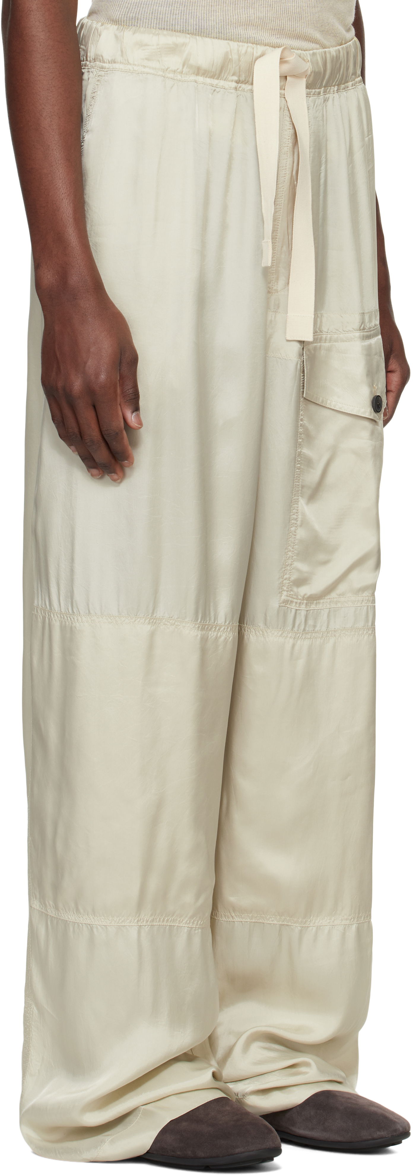 Cargo nohavice Dries Van Noten Dries Van Noten Viscose Drawstring Cargo Pants Béžová | 251-020911-1427, 1