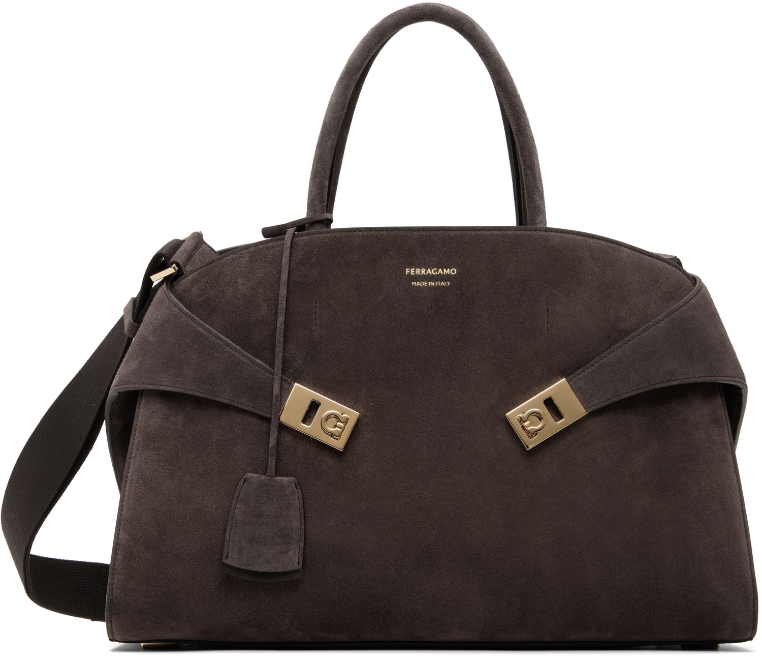 Kabelka FERRAGAMO Ferragamo Hug L Suede Satchel Šedá | 779241, 0