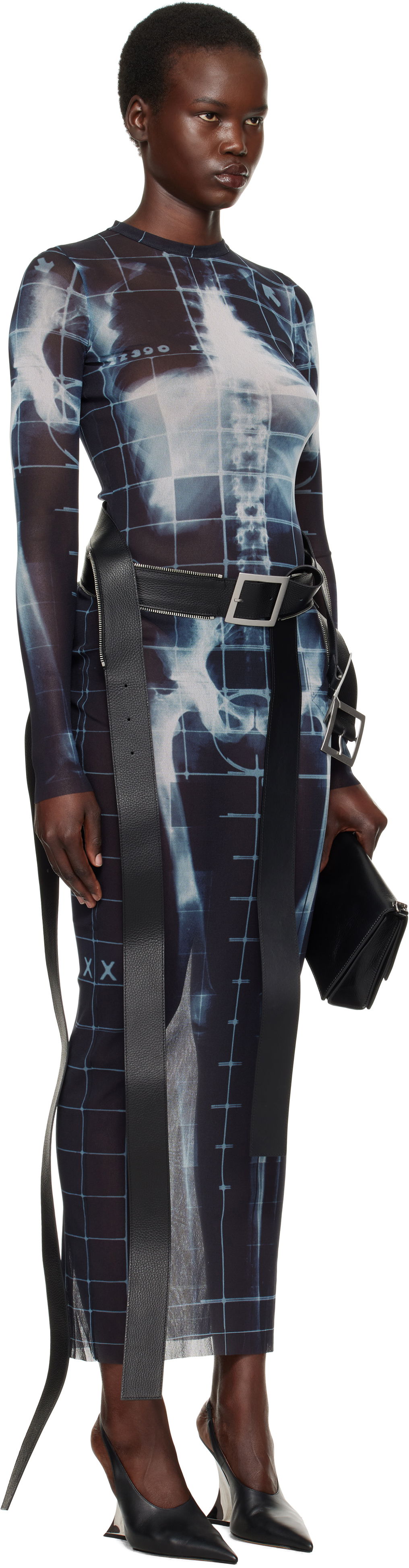 Šaty Jean Paul Gaultier Jean Paul Gaultier 'The Squeletor' Mesh Maxi Dress Modrá | 25/33-F-RO309-T580-005956, 1