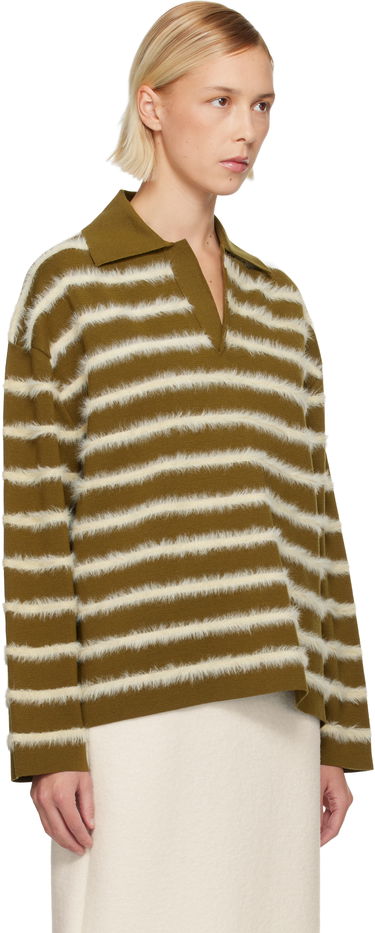 Sveter AMI Striped Fuzzy Merino Wool Polo Rôznofarebný | H25UPL404.KN0108, 1