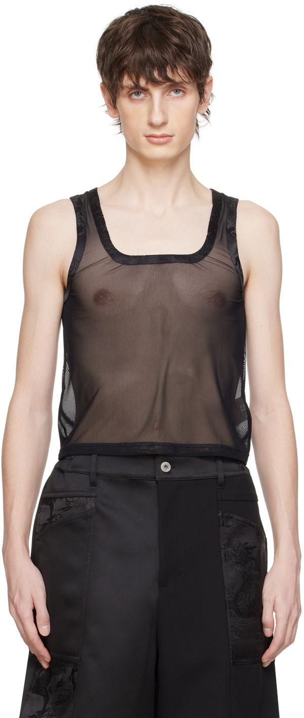 Tielko Feng Chen Wang Black Jacquard Tank Top Čierna | FMS17VS07B, 0
