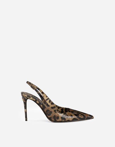 Tenisky a topánky Dolce & Gabbana Polished Calfskin Leopard Print Slingbacks Hnedá | CG0621AM568HA93M, 0