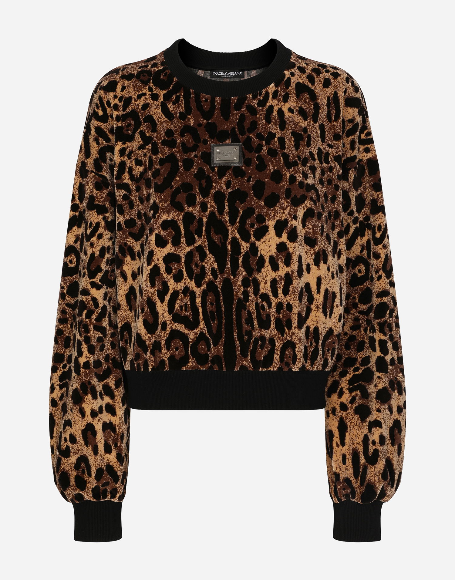 Mikina Dolce & Gabbana Round-neck Chenille Sweatshirt With Jacquard Leopard Design Hnedá | F9R28TFJ7D5S8350, 0