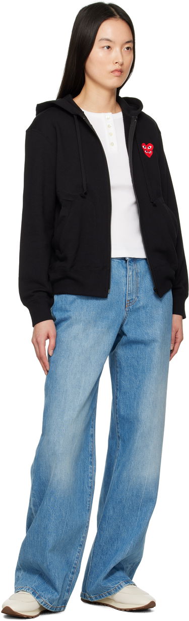 Mikina Comme des Garçons COMME des GARÇONS PLAY Layered Heart Zip Hoodie Čierna | T294-051, 3