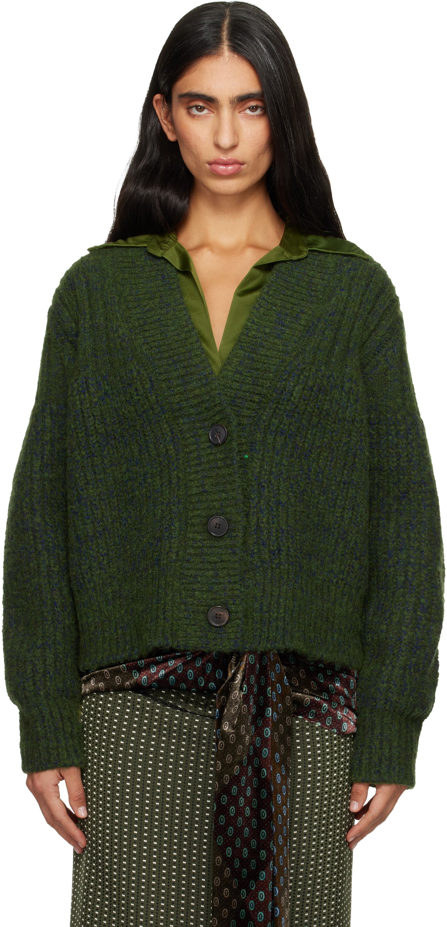 Sveter Dries Van Noten Dries Van Noten Wool Knit V-Neck Cardigan Zelené | 252-011230-2725, 0