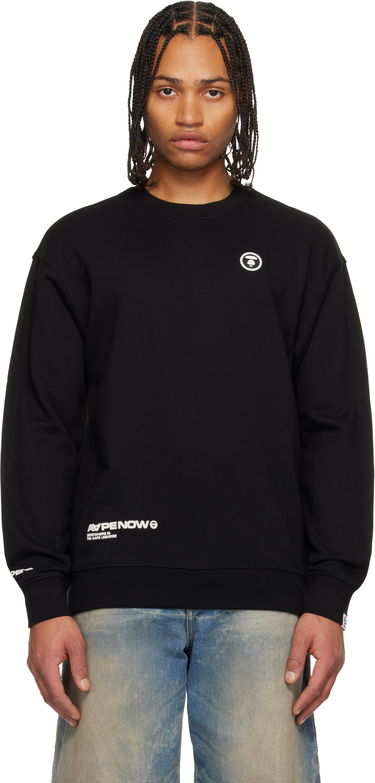 Mikina AAPE by A Bathing Ape AAPENOW Moonface Logo Crewneck Sweatshirt Čierna | AAPSWMC348XXPBKX, 0