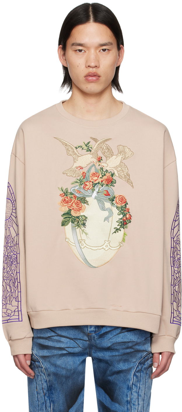 Who Decides War Gift Doves and Roses Embroidered Sweatshirt