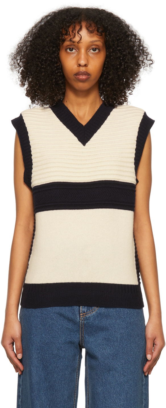 Sveter Eytys Striped Knit Vest Biela | MAMR, 0