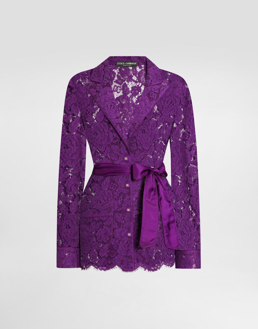 Košeľa Dolce & Gabbana Dolce & Gabbana Floral Lace Vanity Shirt Fialová | F5R56THLM7LF0571