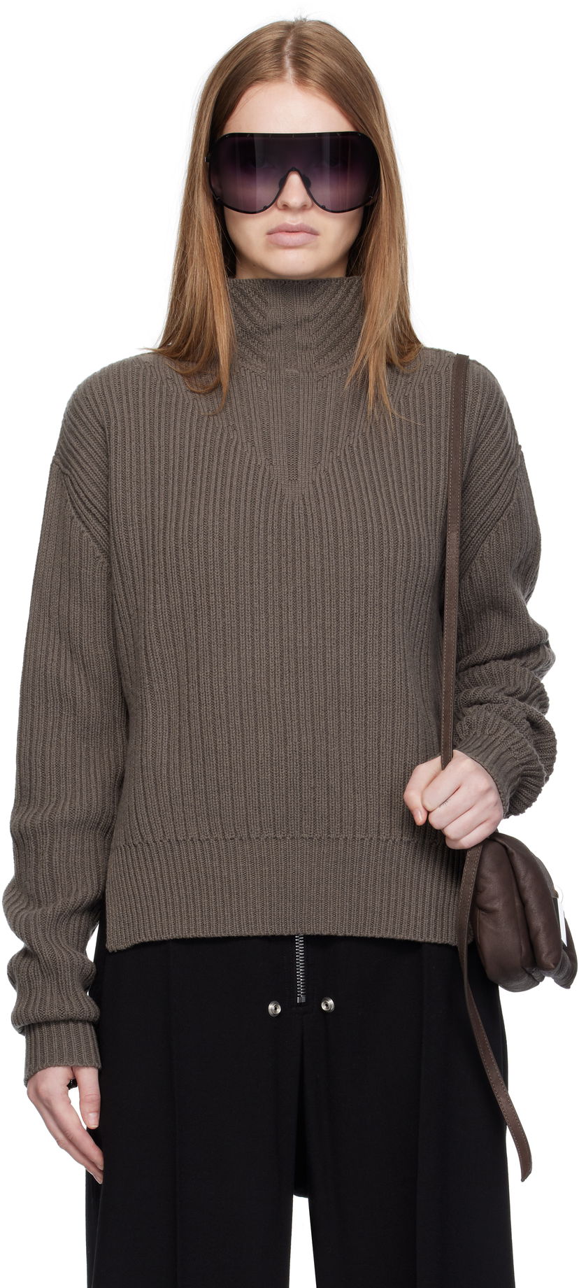 Sveter Rick Owens Rick Owens Concordians Fisherman Turtleneck Hnedá | RP02E4648 KWV