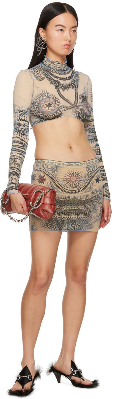 Sukňa Jean Paul Gaultier Gaultier Soleil Print Miniskirt Béžová | 23/15-F-JU058-J528-635030, 3