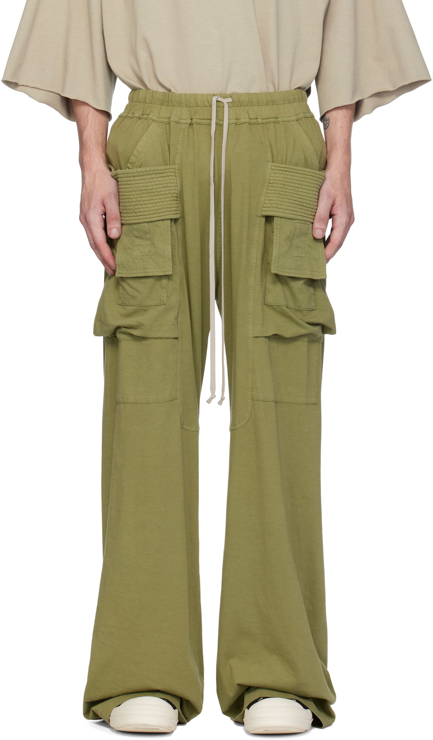 Cargo nohavice Rick Owens Rick Owens DRKSHDW Porterville Creatch Wide Drawstring Cargo Pants Zelené | DU02D2394 RN, 0