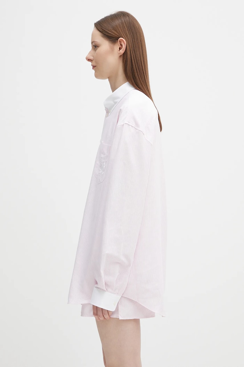 Košeľa Sporty & Rich Sporty & Rich H&W Crest Oversized Oxford Shirt Ružová | SI025620243ST64, 1