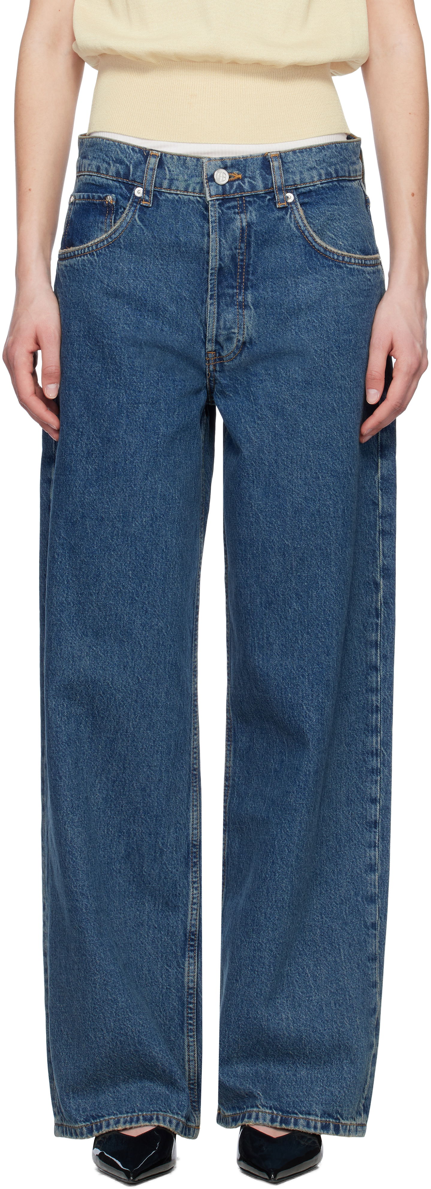 Džínsy Anine Bing Anine Bing Manon Wide Leg Jeans Modrá | A-06-10617-WHD47, 0