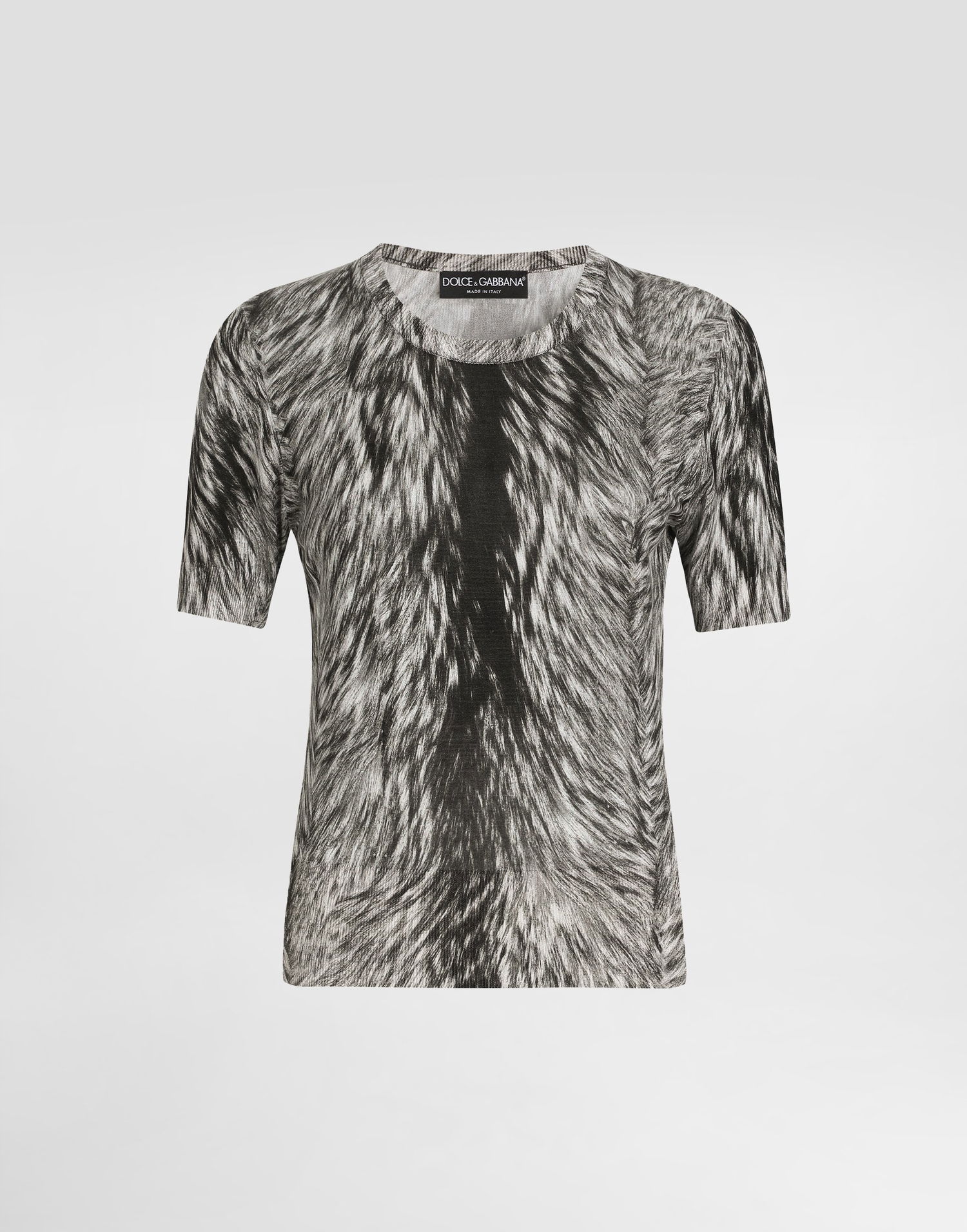 Sveter Dolce & Gabbana Silk Sweater Fur-print Šedá | FXX03TJAHLAHI3VQ, 0