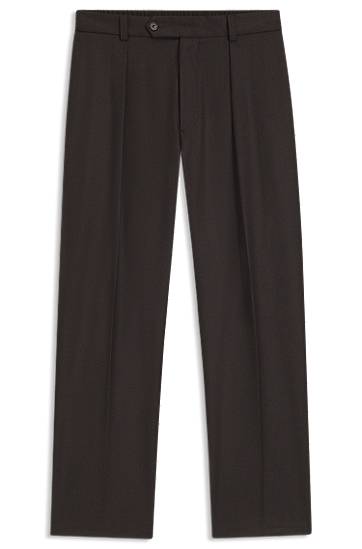 Nohavice BOSS BECKHAM relaxed-fit trousers in virgin wool Hnedá | 50554905