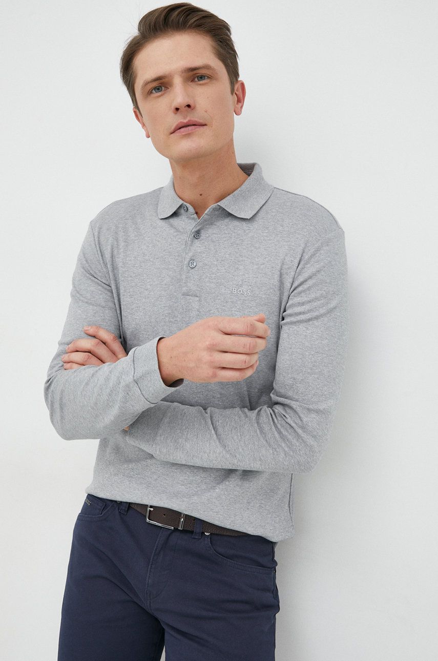 Polo tričko BOSS Organic Cotton Polo Shirt Šedá | 50468392, 0