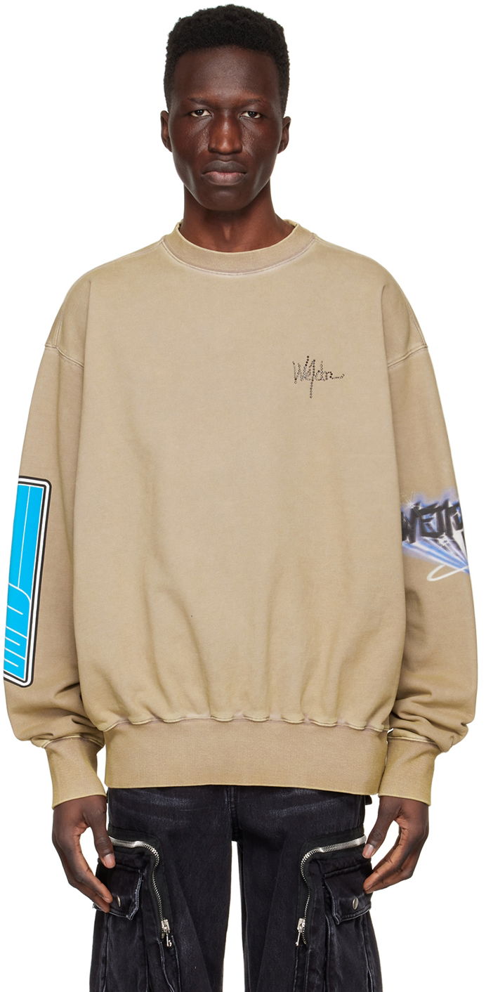 Sveter We11done We11done Graphic Print Cotton Sweatshirt Béžová | WD-TS1-22-667-U-KK, 0
