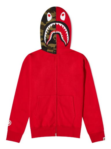 Mikina BAPE Shark Full Zip Hoodie Červená | 001ZPJ801012M-RED