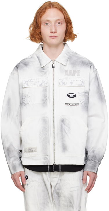 Bunda AAPE by A Bathing Ape AAPE by A Bathing Ape Faded Denim Jacket Biela | AAPLJM7644XXMWHB, 0