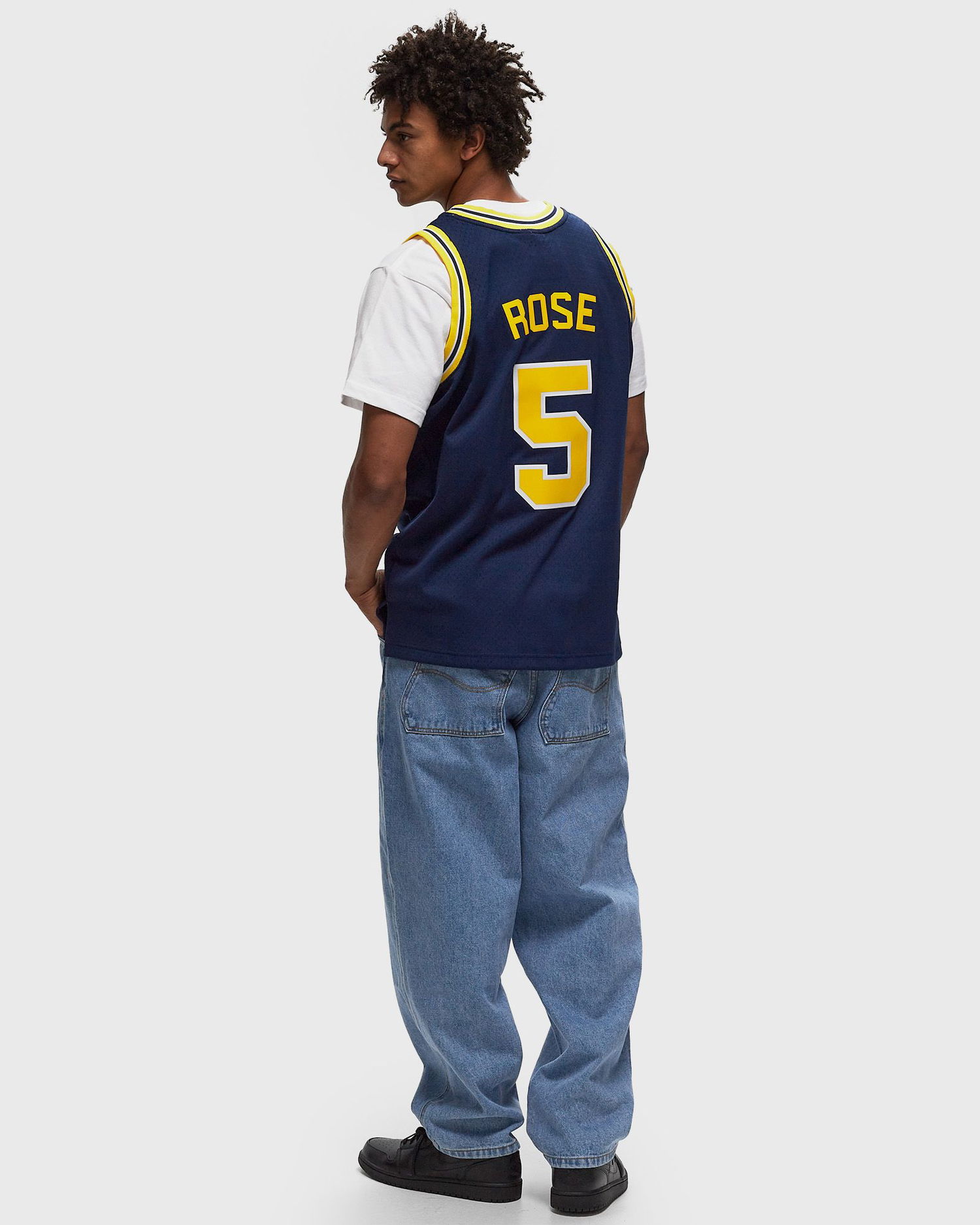 Dres Mitchell & Ness NCAA Dark Michigan 1991 Jalen Rose #5 Jersey Modrá | JY9791-UMIASBL, 1