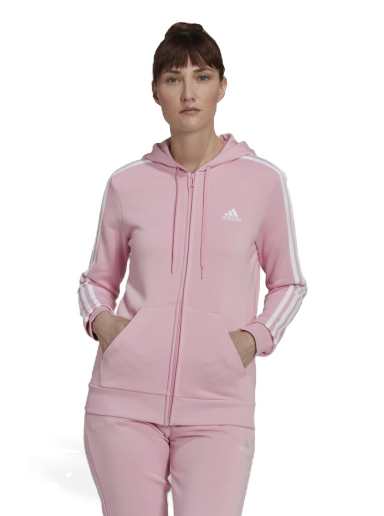 Mikina adidas Performance Essentials French Terry 3-Stripes Full-Zip Hoodie Ružová | HL2059