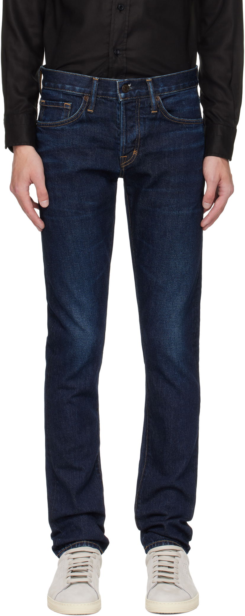 Džínsy Tom Ford TOM FORD Stretch Twill Slim Fit Jeans Modrá | DPS001-DMC073