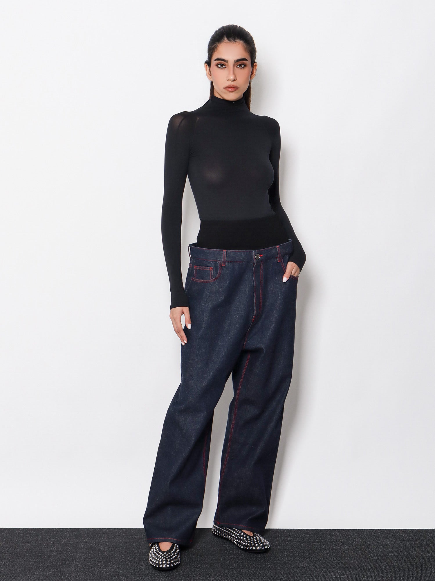 Body Alaïa Woman Long Sleeve Bodysuit Čierna | AA9B02364M826995, 1